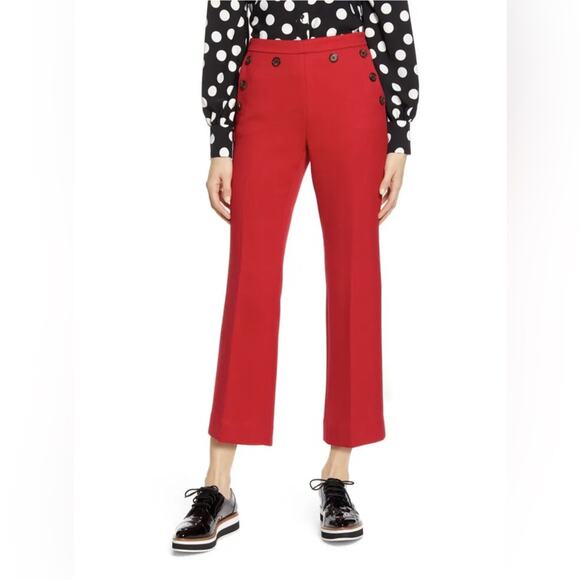 HALOGEN X ATLANTIC-PACIFIC Red Button Detail Kick Flare Pants Women Plus Size 22 - Picture 2 of 7